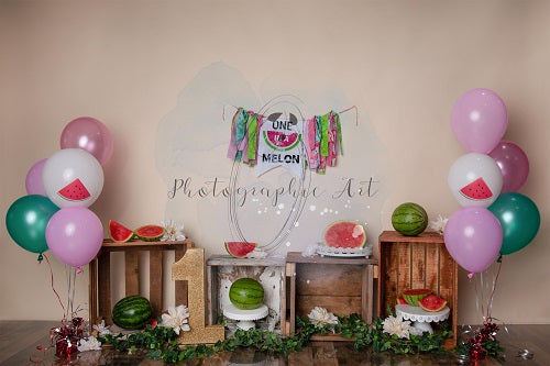 Kate Rosa Wassermelone Ballon Hintergrund für Fotografie Entworfen von Jenna Onyia - Kate Backdrop.de