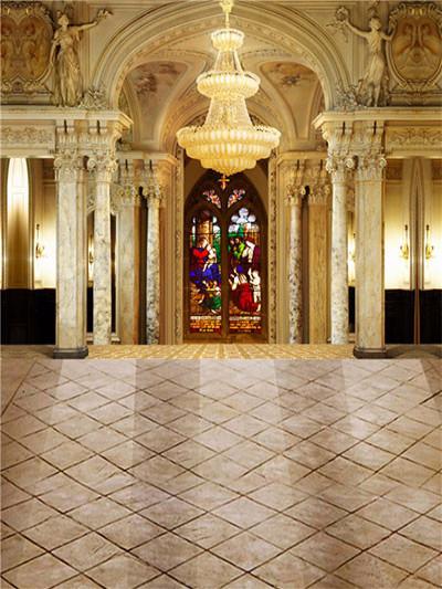 Kate Backdrop Church Hall Droplight Sculpture Colourful Window Photo Studio Background for Wedding