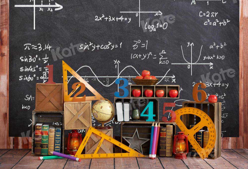 Kate Schule Hintergrund schulanfang Mathematik Tafel von Emetselch - Kate Backdrop.de
