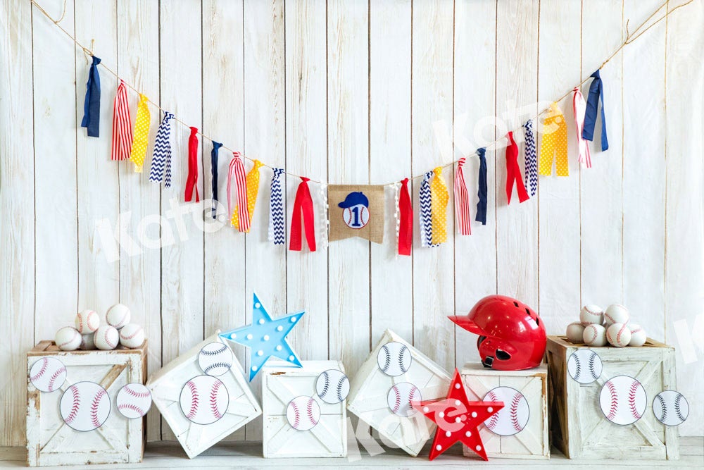 Kate Baseball Hintergrund Holz Geburtstag Sport von Emetselch - Kate Backdrop.de