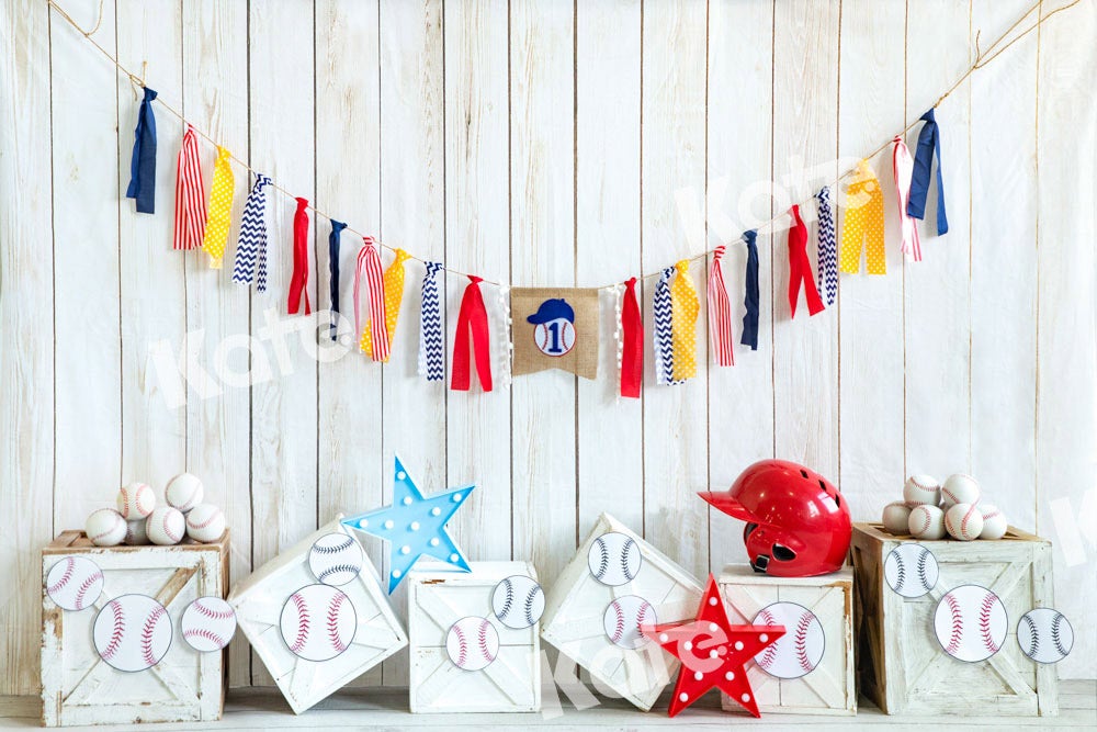 Kate Baseball Hintergrund Holz Geburtstag Sport von Emetselch - Kate Backdrop.de