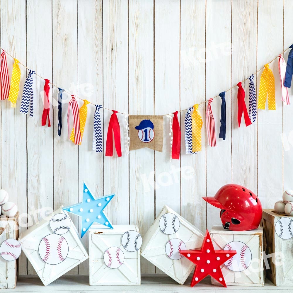 Kate Baseball Hintergrund Holz Geburtstag Sport von Emetselch - Kate Backdrop.de
