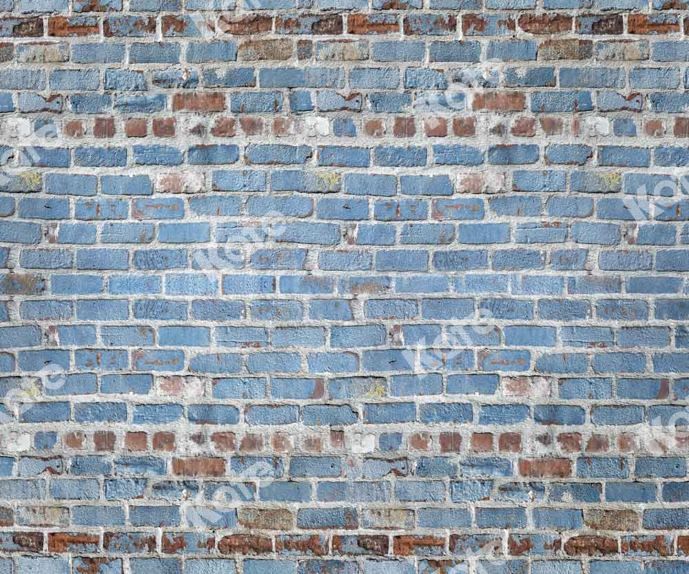 Kate Blau Backstein Wand Hintergrund Retro Schäbig von Kate - Kate Backdrop.de