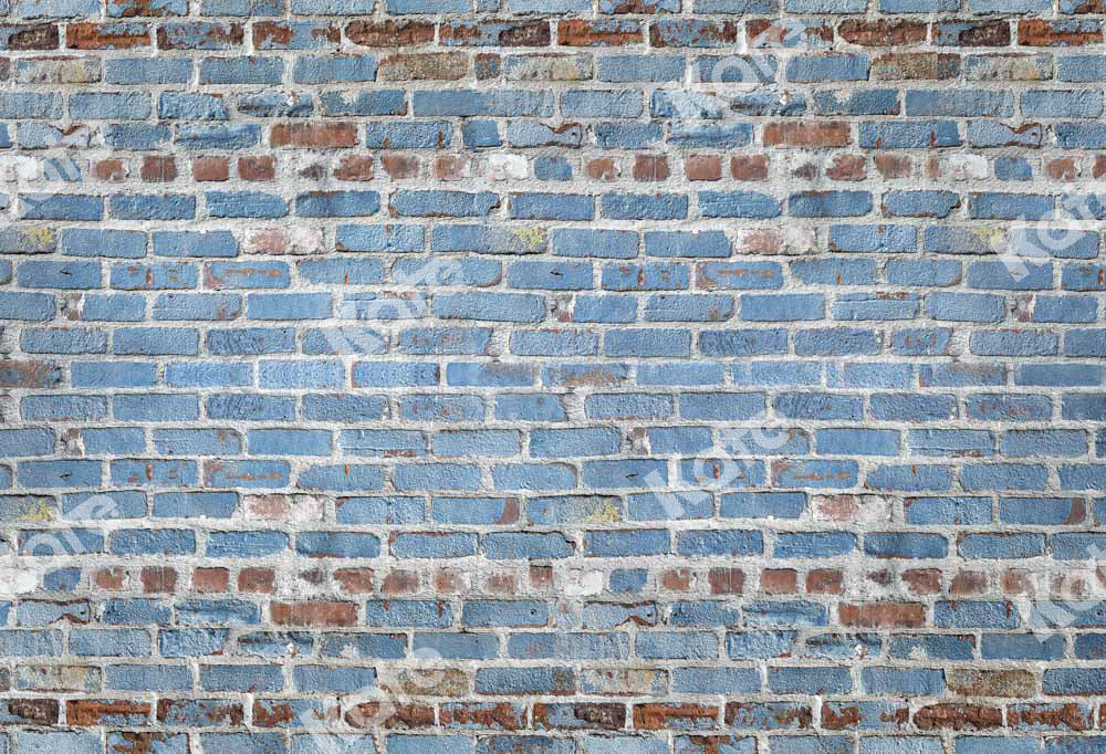 Kate Blau Backstein Wand Hintergrund Retro Schäbig von Kate - Kate Backdrop.de