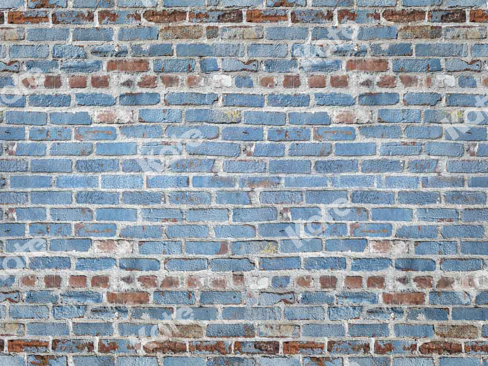 Kate Blau Backstein Wand Hintergrund Retro Schäbig von Kate - Kate Backdrop.de