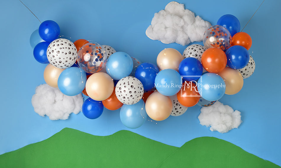 Kate Luftballons Junge Wolken Geburtstag Hintergrund von Mandy Ringe Photography - Kate Backdrop.de