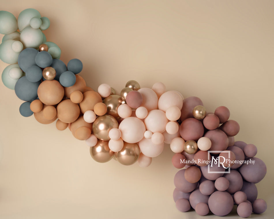 Kate Boho Luftballons Girlande Hintergrund Regenbogen von Mandy Ringe Photography - Kate Backdrop.de