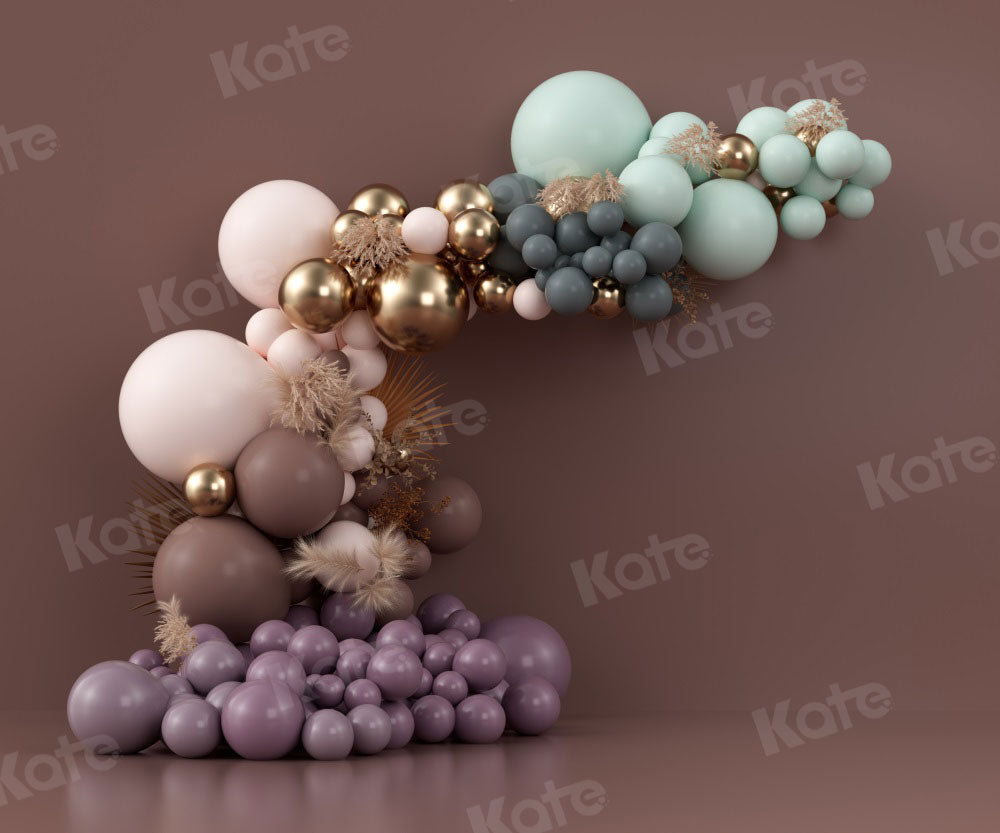 Kate Boho Luftballons Hintergrund Herbst Geburtstag Lila von Uta Mueller Photography - Kate Backdrop.de