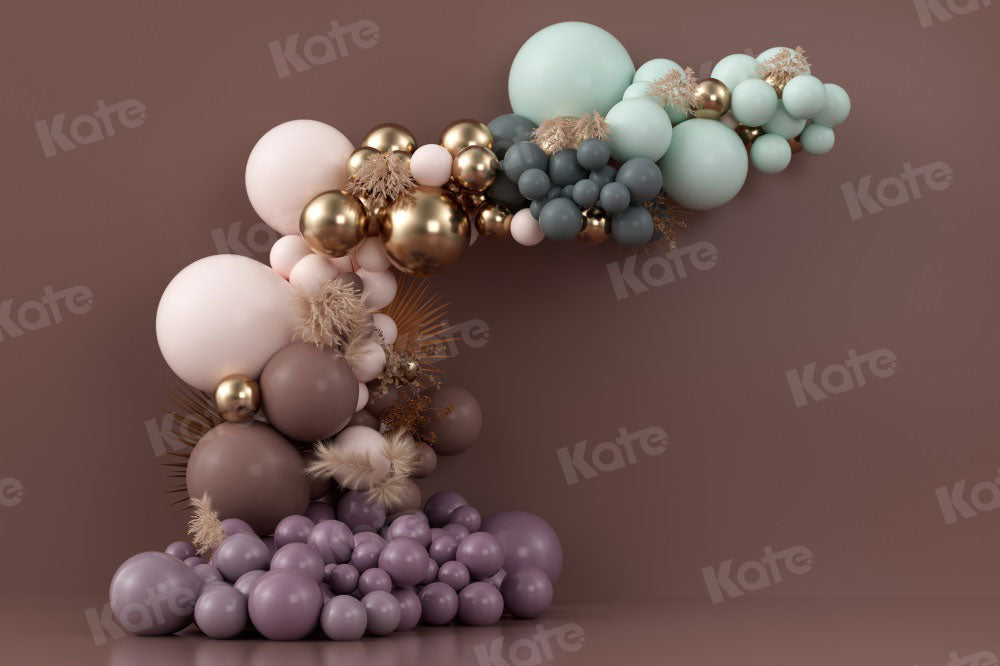 Kate Boho Luftballons Hintergrund Herbst Geburtstag Lila von Uta Mueller Photography - Kate Backdrop.de