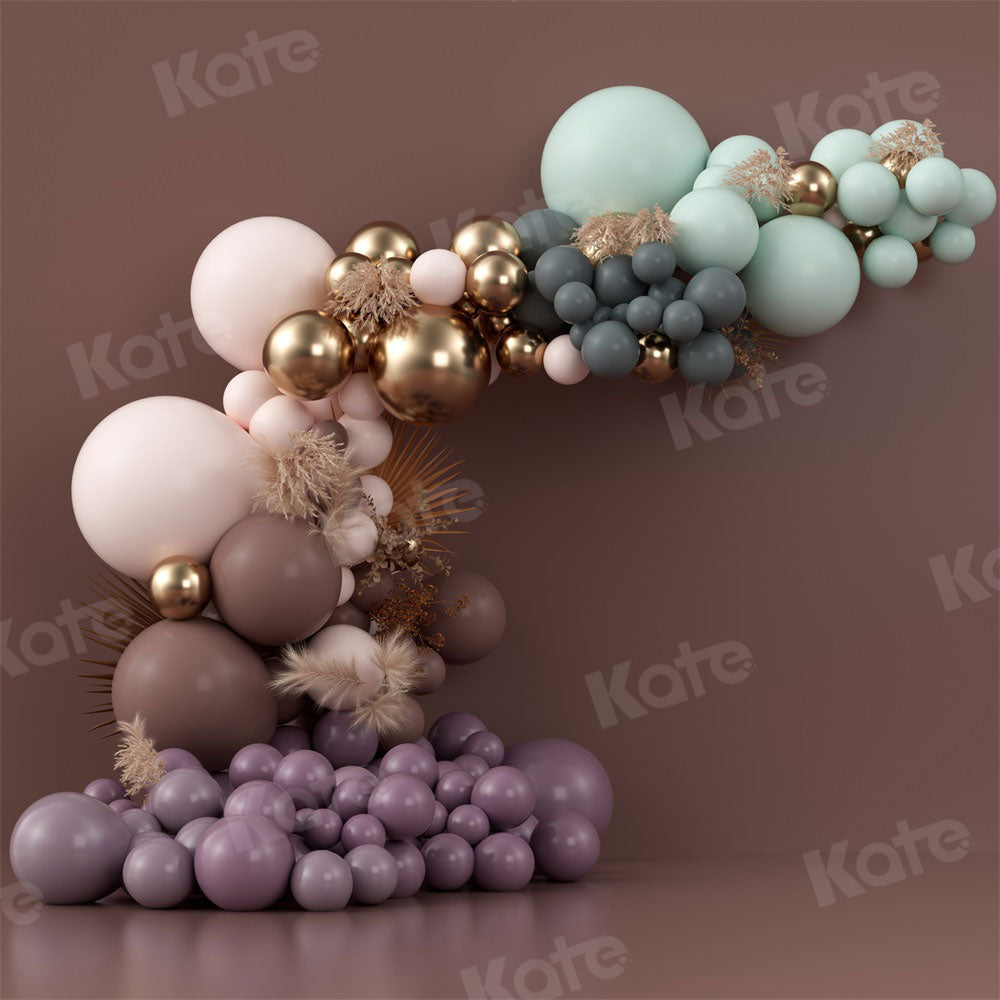 Kate Boho Luftballons Hintergrund Herbst Geburtstag Lila von Uta Mueller Photography - Kate Backdrop.de