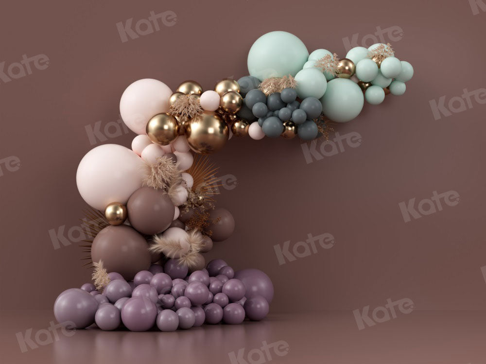 Kate Boho Luftballons Hintergrund Herbst Geburtstag Lila von Uta Mueller Photography - Kate Backdrop.de