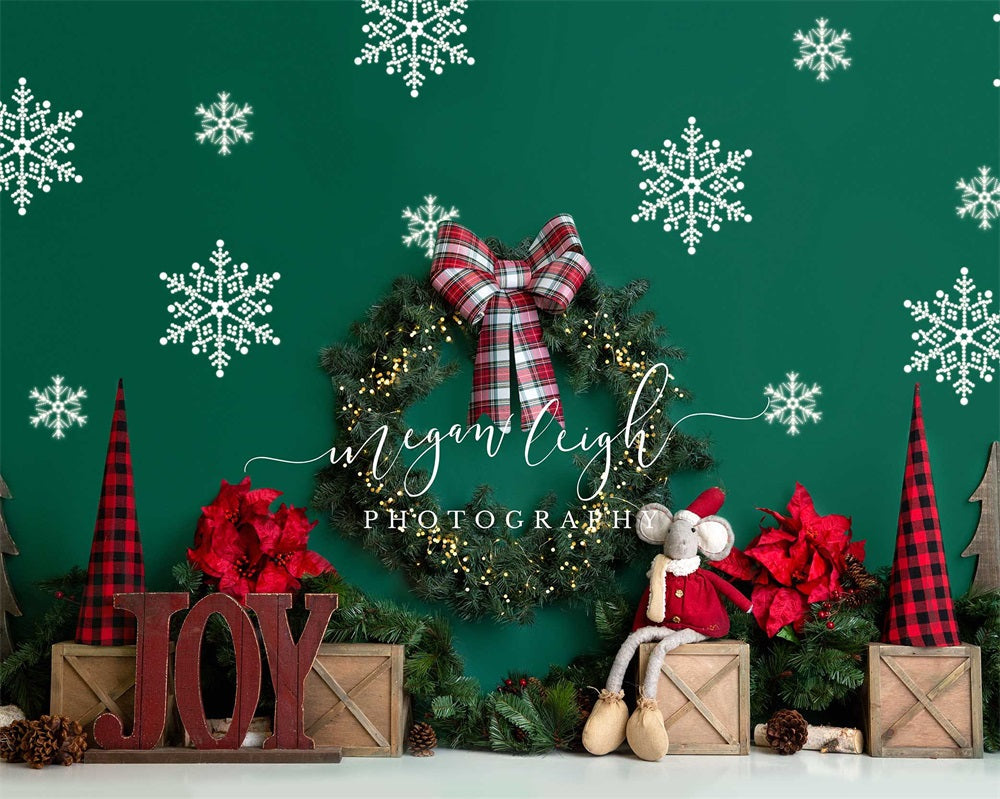 Kate Weihnachten grün Schneeflocke Hintergrund von Megan Leigh Photography - Kate Backdrop.de