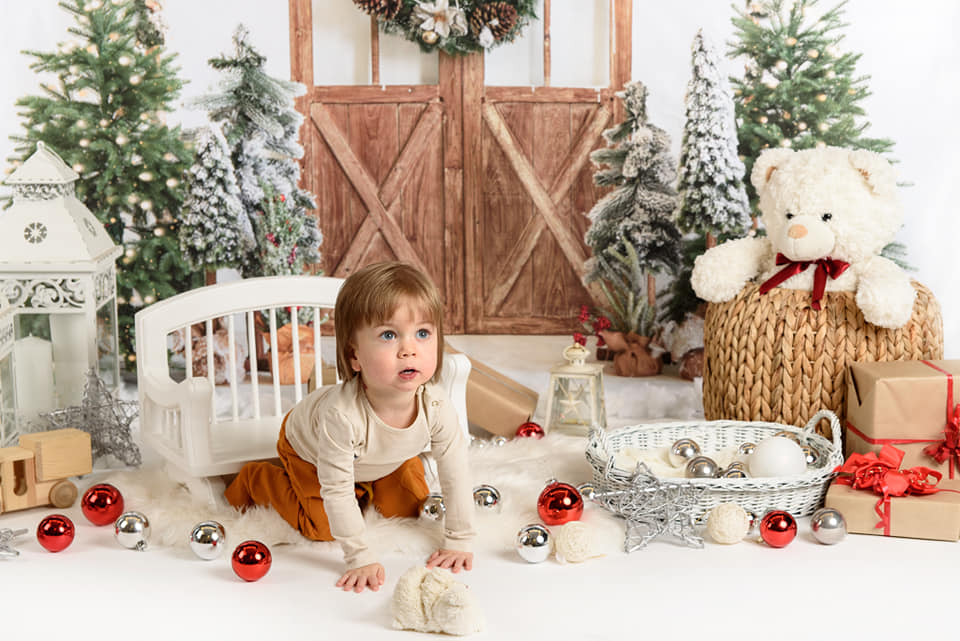 Kate Weihnachten Tür Hintergrund Scheunentor Holz von Emetselch - Kate Backdrop.de