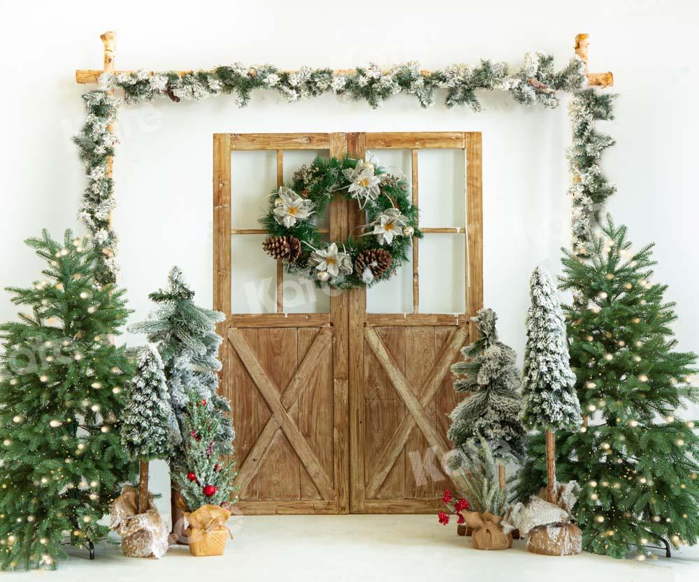 Kate Weihnachten Tür Hintergrund Scheunentor Holz von Emetselch - Kate Backdrop.de