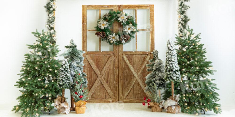 Kate Weihnachten Tür Hintergrund Scheunentor Holz von Emetselch - Kate Backdrop.de
