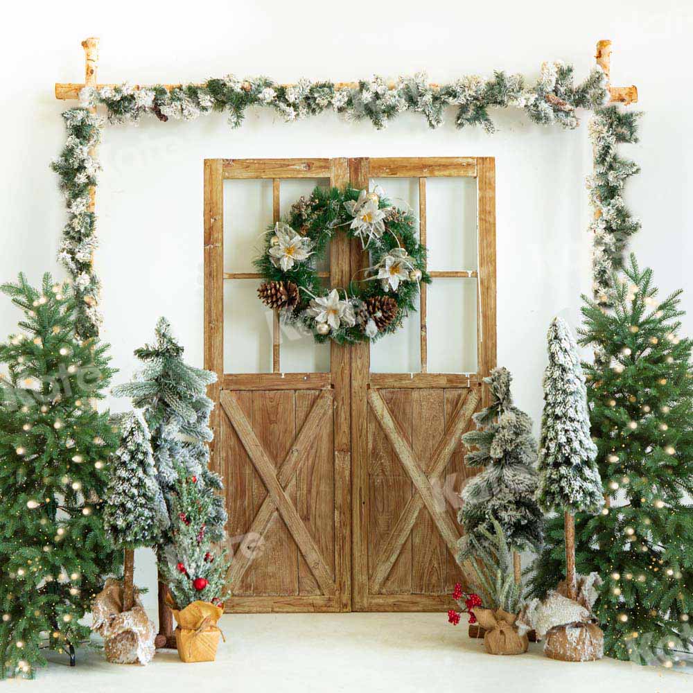 Kate Weihnachten Tür Hintergrund Scheunentor Holz von Emetselch - Kate Backdrop.de