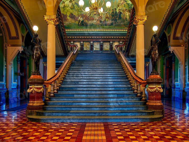 Kate Klassische große Treppe Hintergrund Gebäude für Fotografie - Kate Backdrop.de