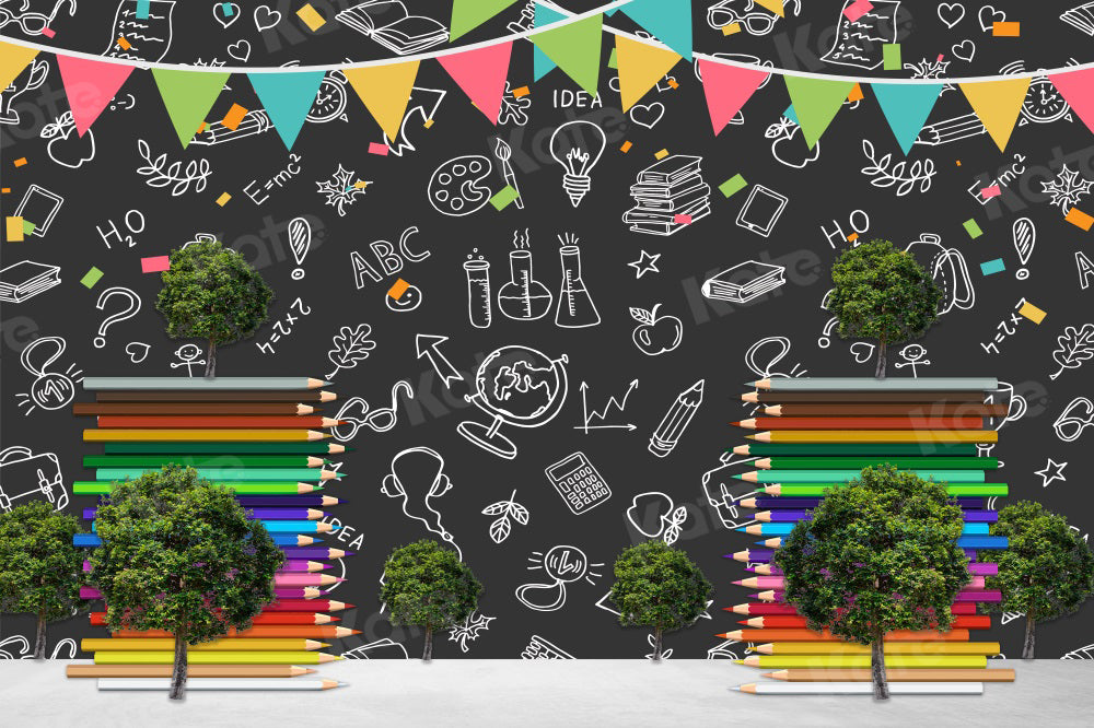 Kate Einschulung Schule Bleistift Tafel Hintergrund für Fotografie - Kate Backdrop.de