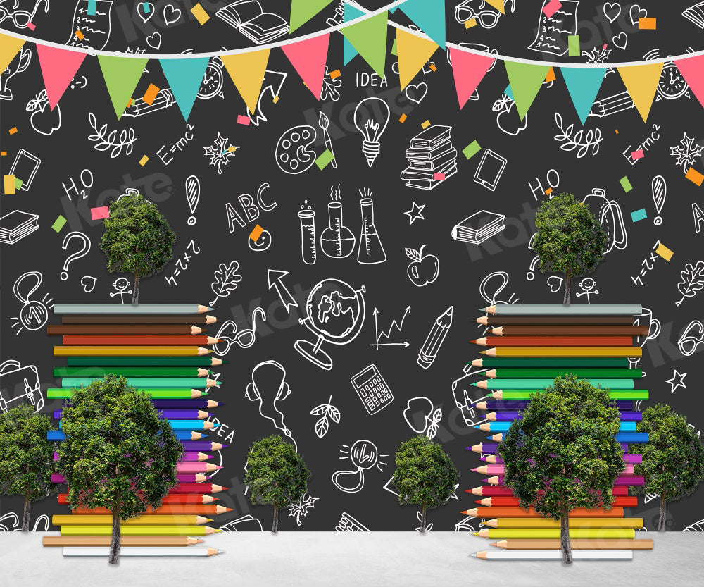 Kate Einschulung Schule Bleistift Tafel Hintergrund für Fotografie - Kate Backdrop.de