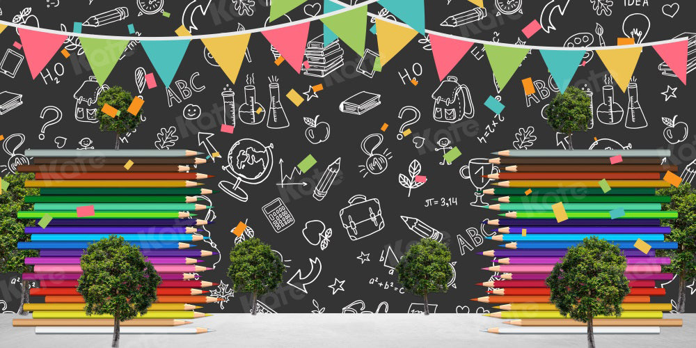 Kate Einschulung Schule Bleistift Tafel Hintergrund für Fotografie - Kate Backdrop.de