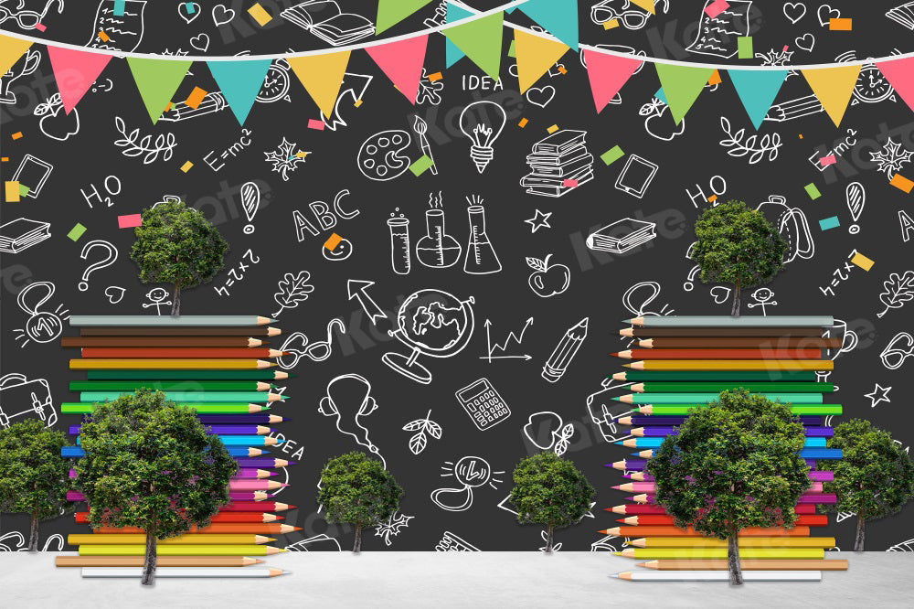 Kate Einschulung Schule Bleistift Tafel Hintergrund für Fotografie - Kate Backdrop.de