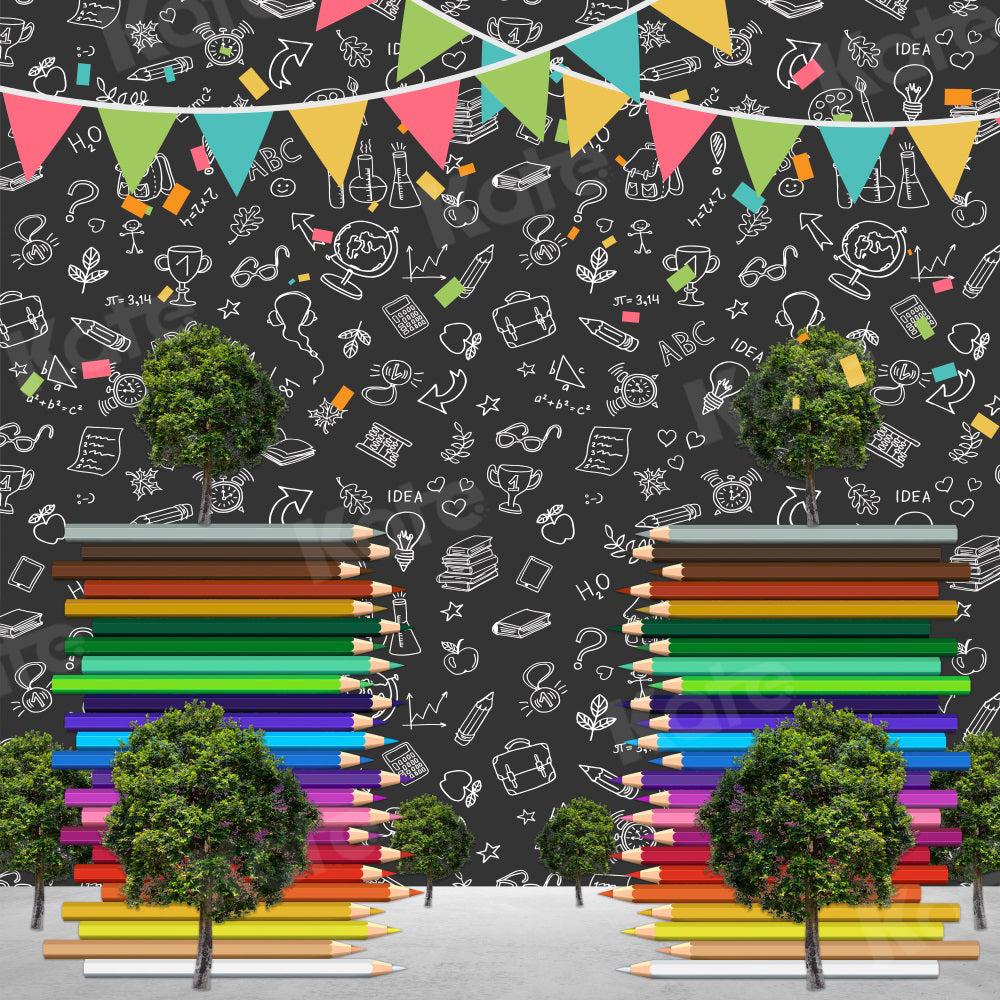 Kate Einschulung Schule Bleistift Tafel Hintergrund für Fotografie - Kate Backdrop.de