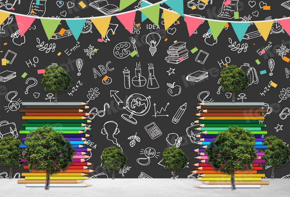 Kate Einschulung Schule Bleistift Tafel Hintergrund für Fotografie - Kate Backdrop.de