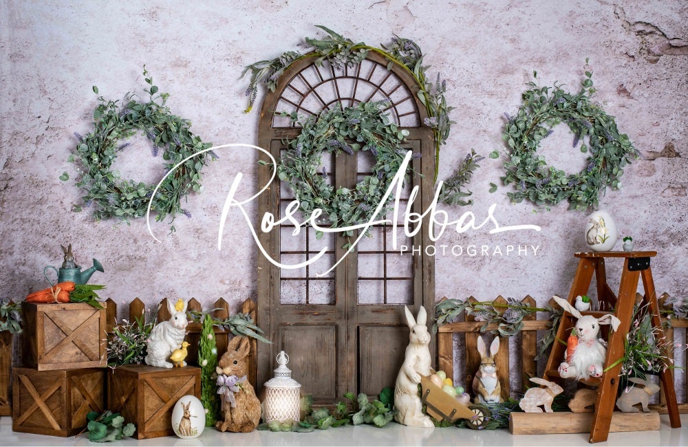Kate Ostern Garten Tür Hintergrund Kaninchen für Fotografie von Rose Abbas - Kate Backdrop.de