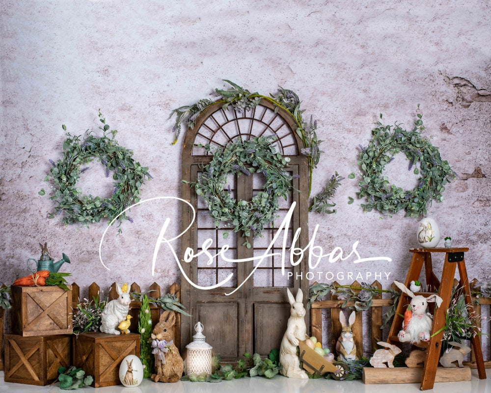Kate Ostern Garten Tür Hintergrund Kaninchen für Fotografie von Rose Abbas - Kate Backdrop.de