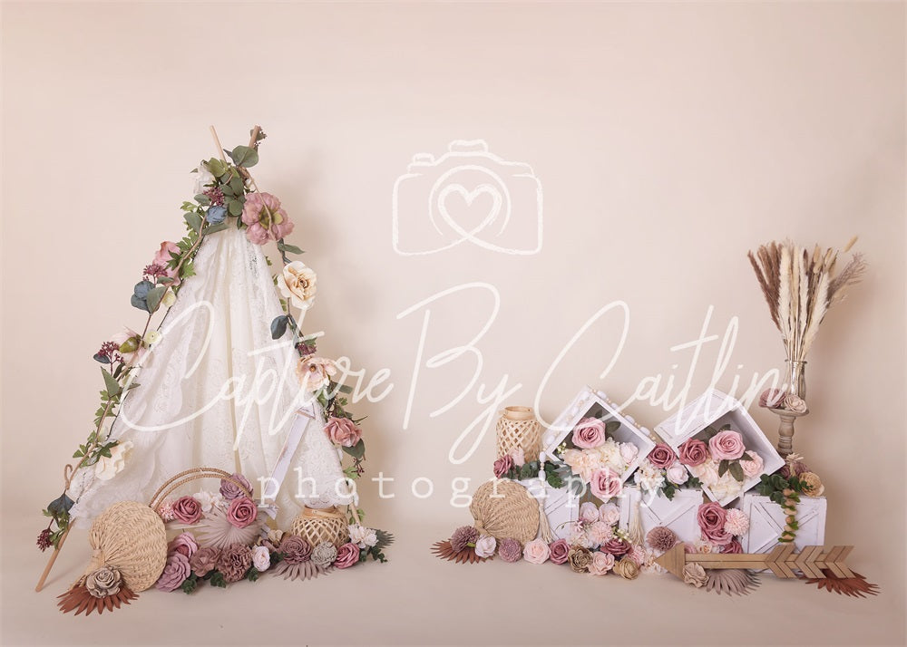 Kate Blumen Zelt Boho Hintergrund von Caitlin Lynch - Kate Backdrop.de