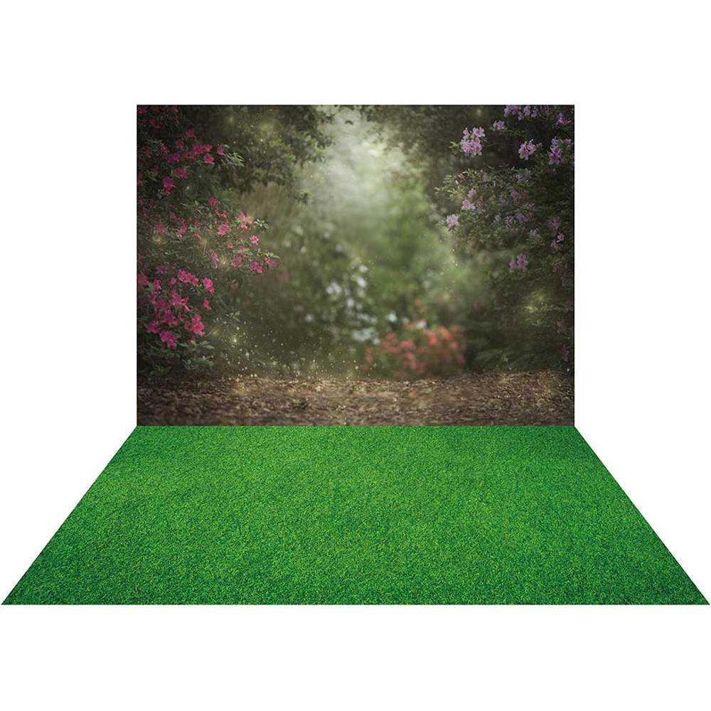 Kate Blumengarten Frühling Hintergrund + Grüne Grünland-Gummi-Bodenmatte - Kate Backdrop.de