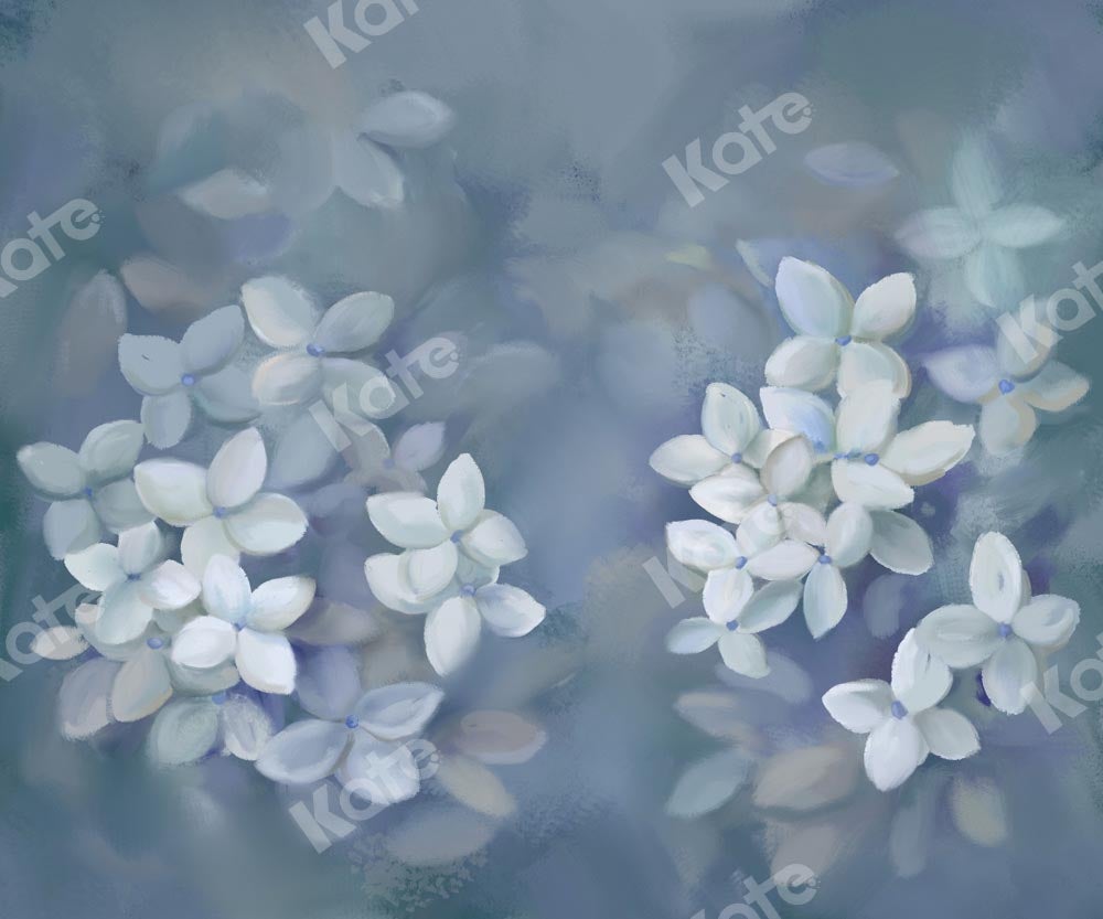 Kate Blumen Blauer Hintergrund Mädchen von GQ - Kate Backdrop.de