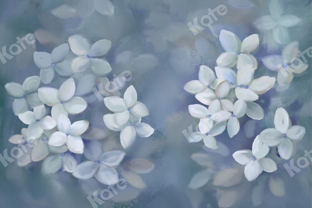 Kate Blumen Blauer Hintergrund Mädchen von GQ - Kate Backdrop.de