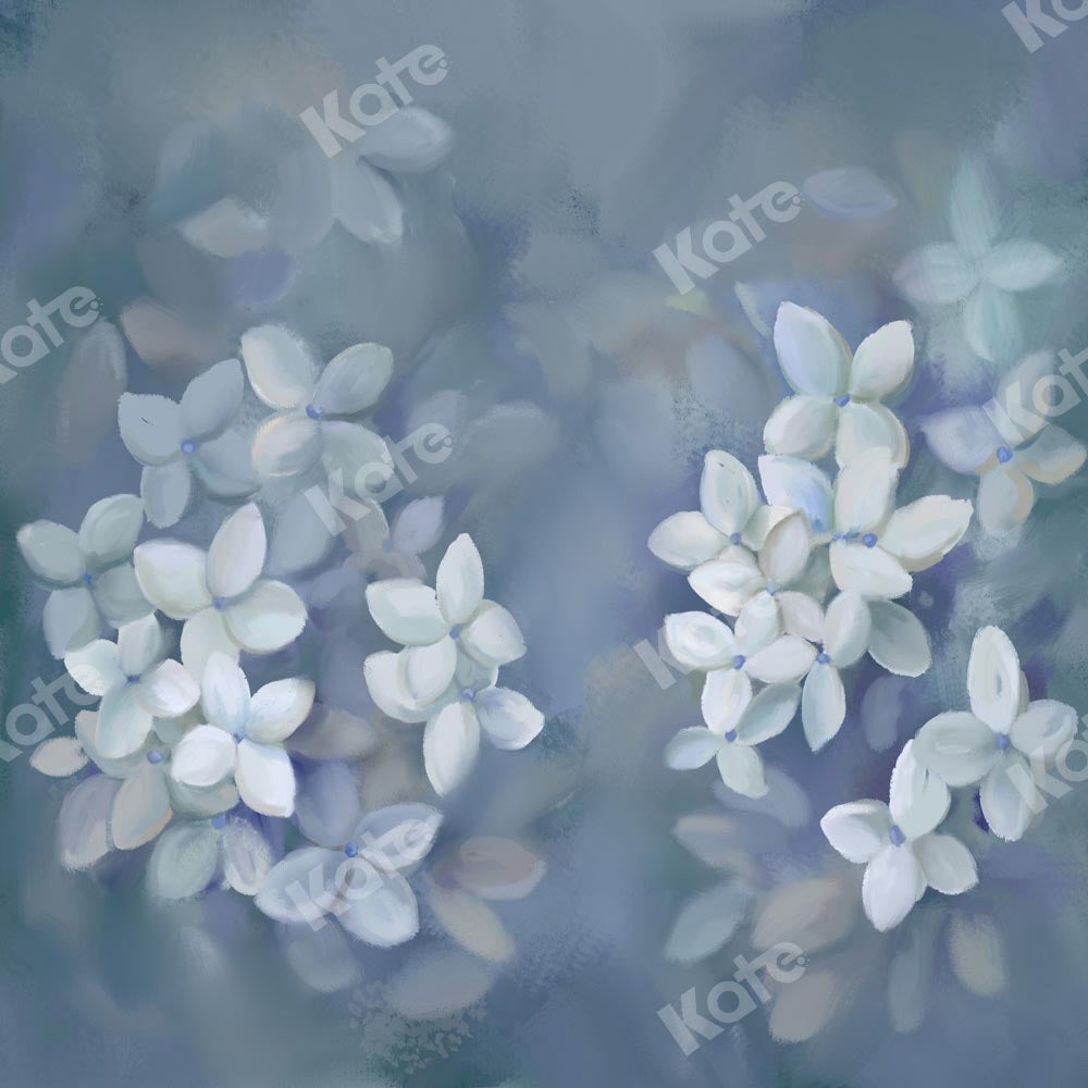 Kate Blumen Blauer Hintergrund Mädchen von GQ - Kate Backdrop.de