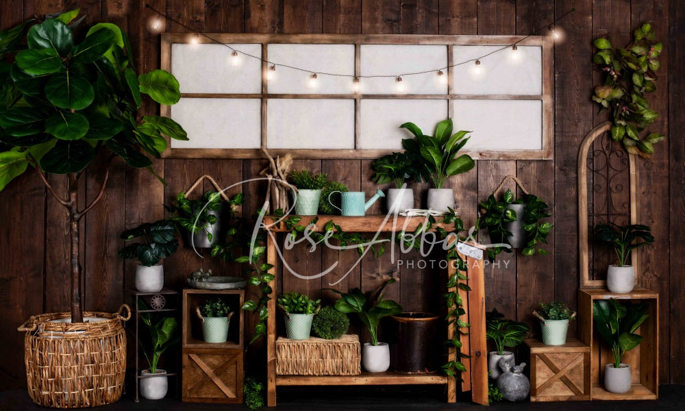 Kate Gewächshaus Boho Frühling Sommer Hintergrund von Rose Abbas - Kate Backdrop.de