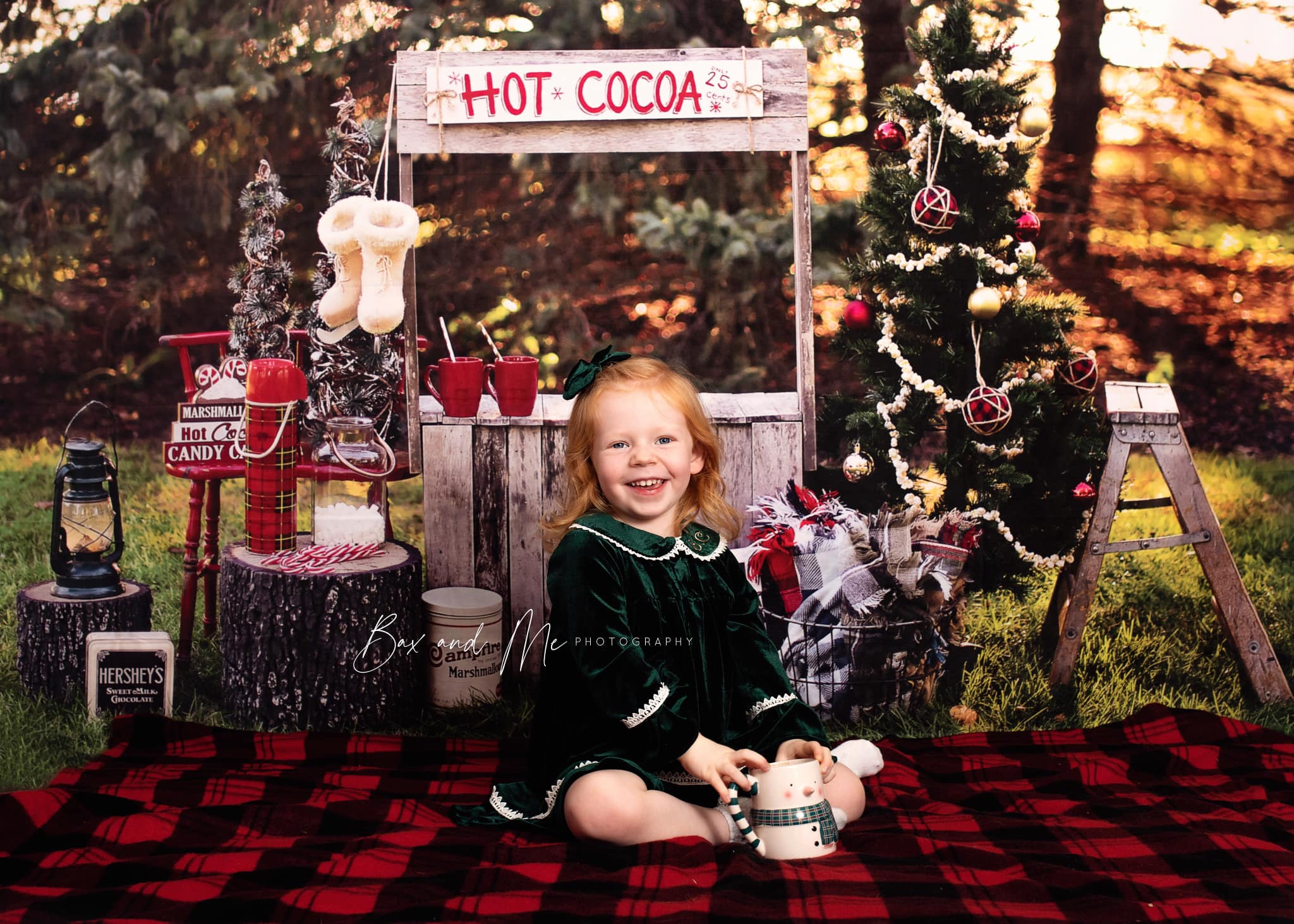 Kate Hot Cocoa Stand Weihnachten Baum Hintergrund von Mandy Ringe Photography - Kate Backdrop.de