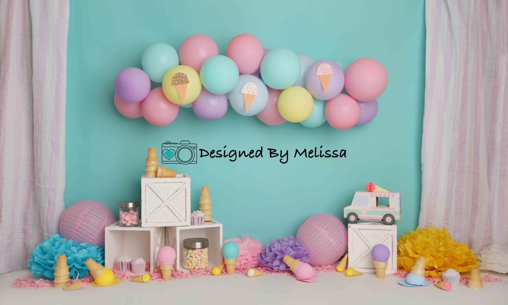 Kate Eiscreme Geburtstag Hintergrund Party von Melissa King - Kate Backdrop.de