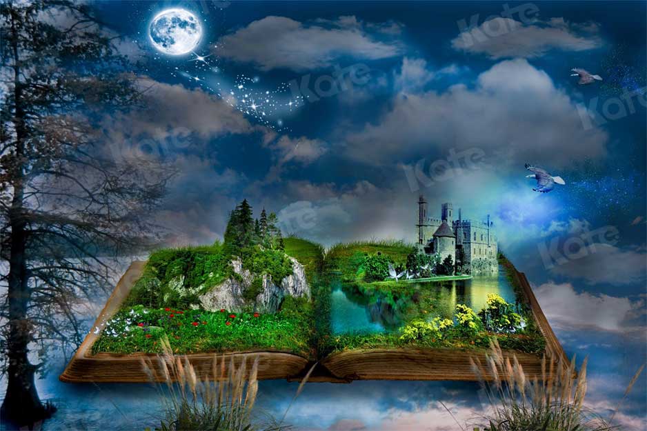 Kate Schule Magie Buch Welt Hintergrund Wolken Nacht für Fotografie - Kate Backdrop.de