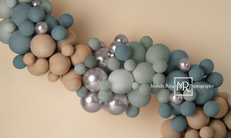 Kate blau Boho Hintergrund Ballongirlande von Mandy Ringe Photography - Kate Backdrop.de