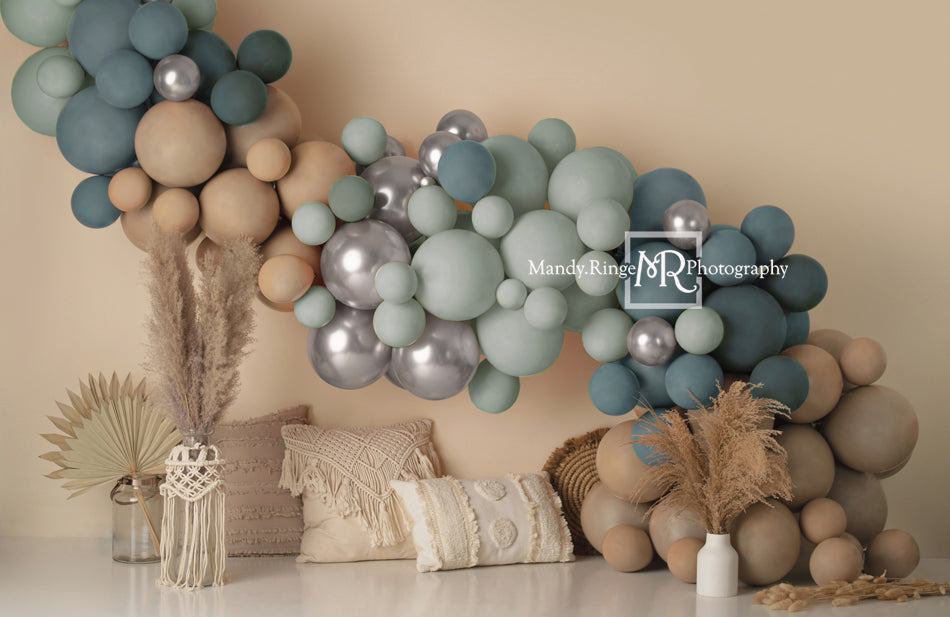 Kate Boho Luftballon Hintergrund blau Kissen Sommer von Mandy Ringe Photography - Kate Backdrop.de