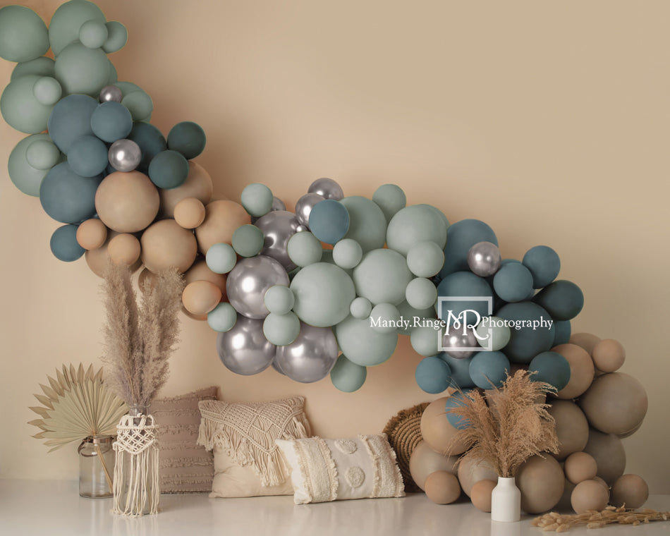 Kate Boho Luftballon Hintergrund blau Kissen Sommer von Mandy Ringe Photography - Kate Backdrop.de