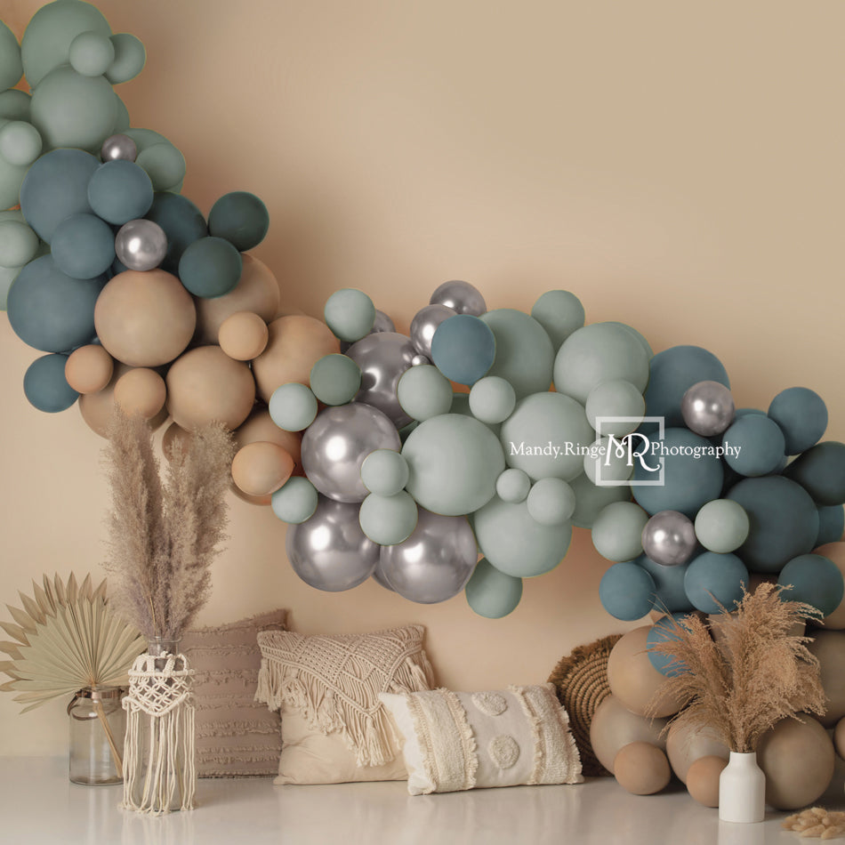 Kate Boho Luftballon Hintergrund blau Kissen Sommer von Mandy Ringe Photography - Kate Backdrop.de