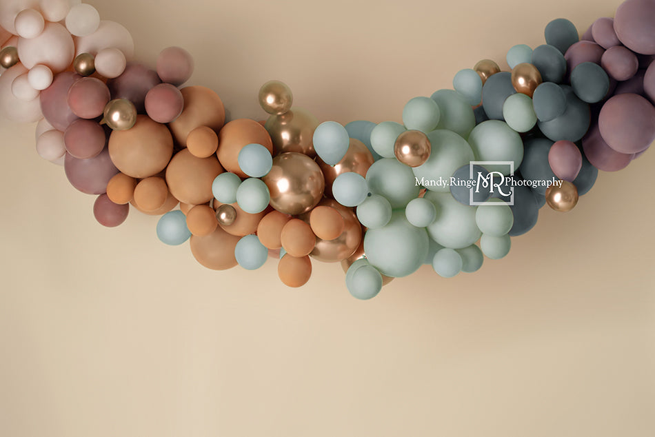 Kate Regenbogen Boho Hintergrund Luftballons Geburtstag von Mandy Ringe Photography - Kate Backdrop.de