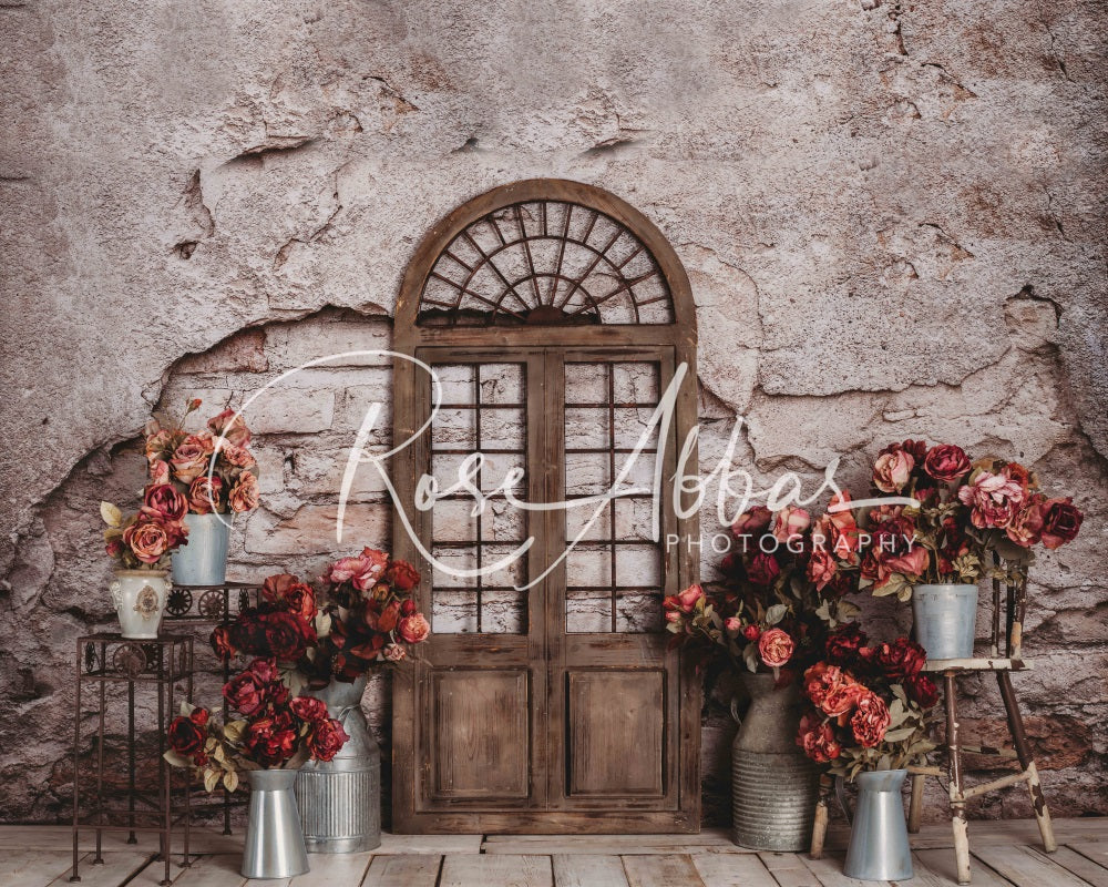 Kate Frühling Blumen Backstein Tür für die Fotografie von Rose Abbas - Kate Backdrop.de