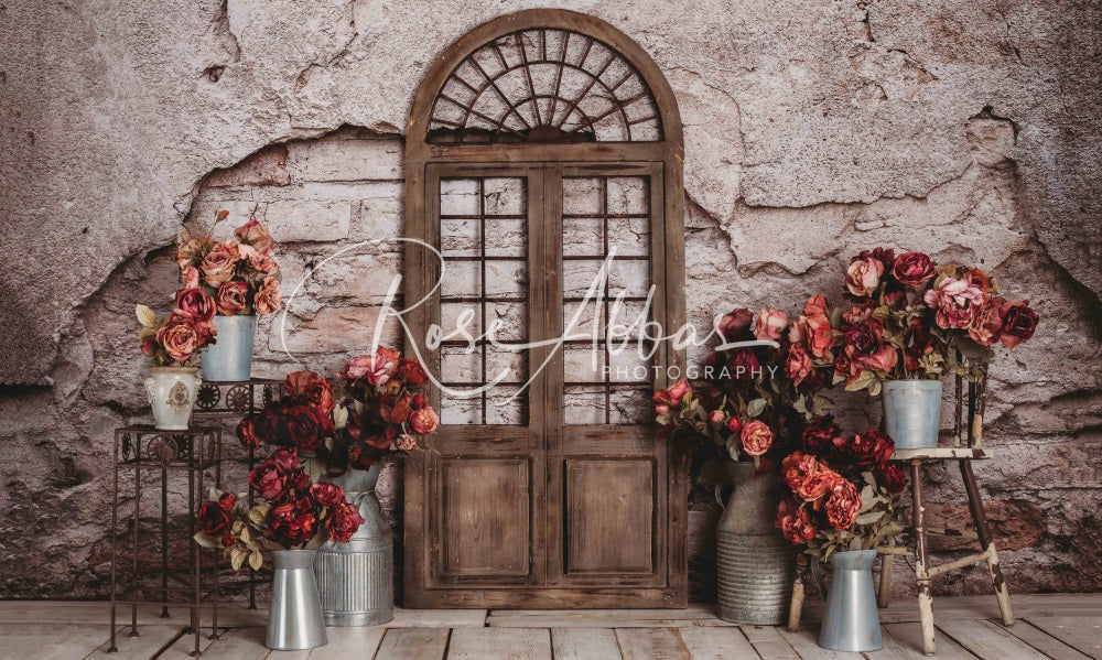 Kate Frühling Blumen Backstein Tür für die Fotografie von Rose Abbas - Kate Backdrop.de