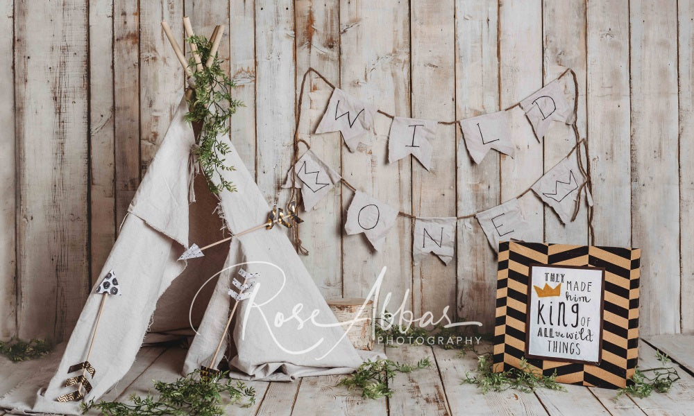 Kate Geburtstag Holz Cake Smash Hintergrund Wildes Zelt von Rose Abbas - Kate Backdrop.de