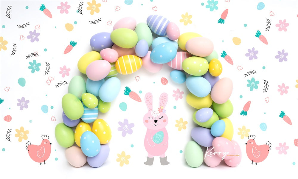 Kate Ostern Hase Eier Hintergrund Regenbogen Girlande von Kerry Anderson - Kate Backdrop.de