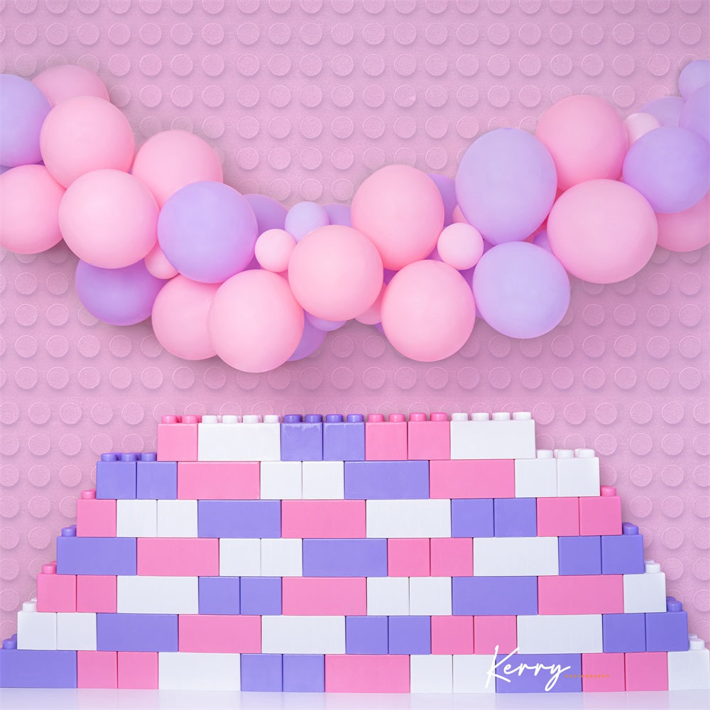 Kate Rosa Mädchen Blöcke 1 Geburtstag Hintergrund von Kerry Anderson - Kate Backdrop.de