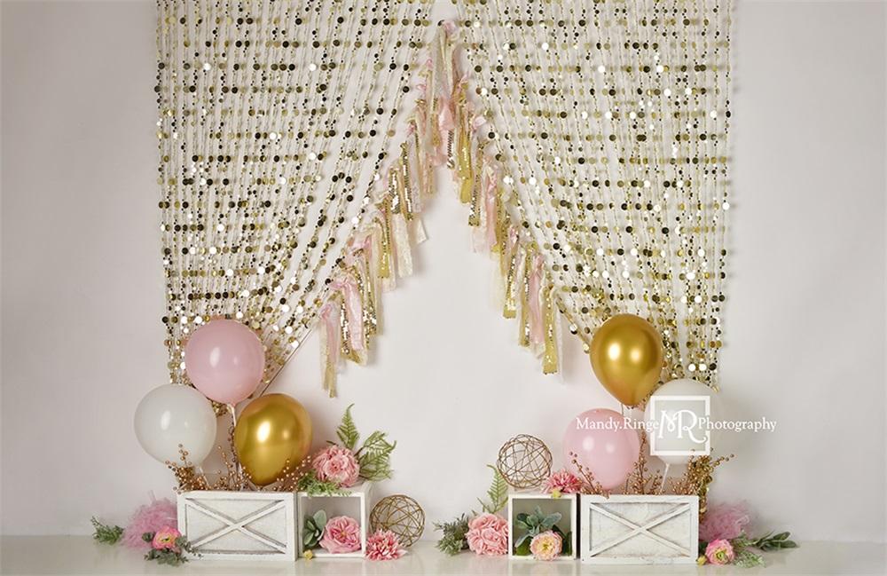 Kate Rosa Gold Geburtstag Hintergrund Vorhang von Mandy Ringe Photography - Kate Backdrop.de