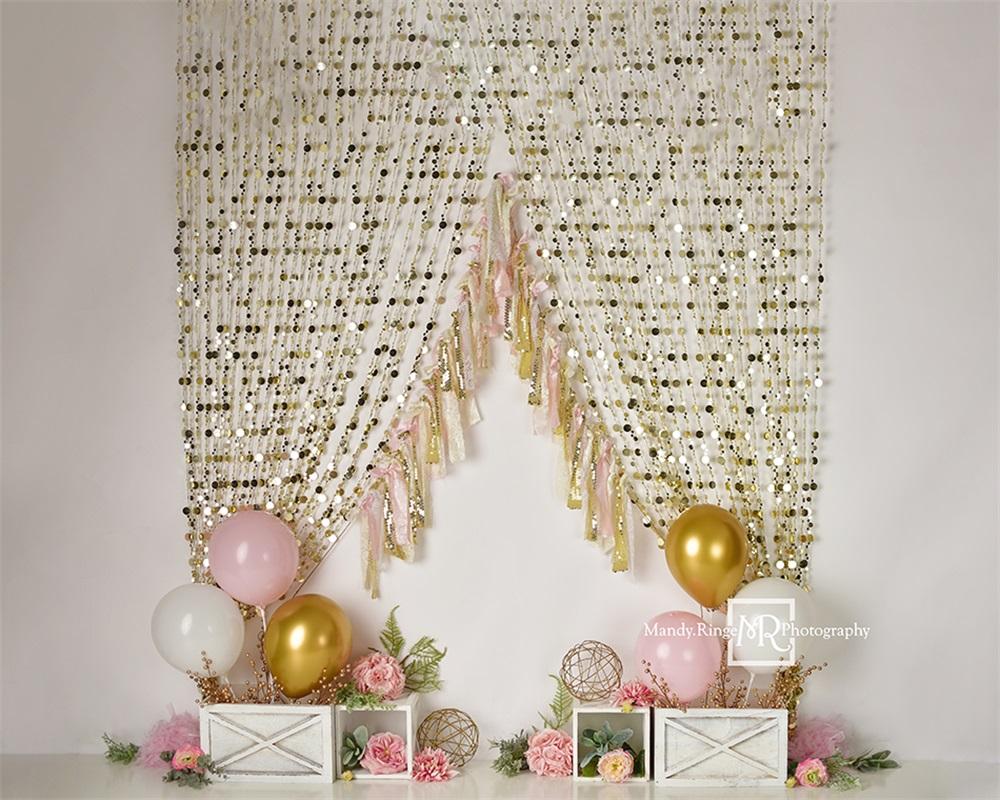 Kate Rosa Gold Geburtstag Hintergrund Vorhang von Mandy Ringe Photography - Kate Backdrop.de